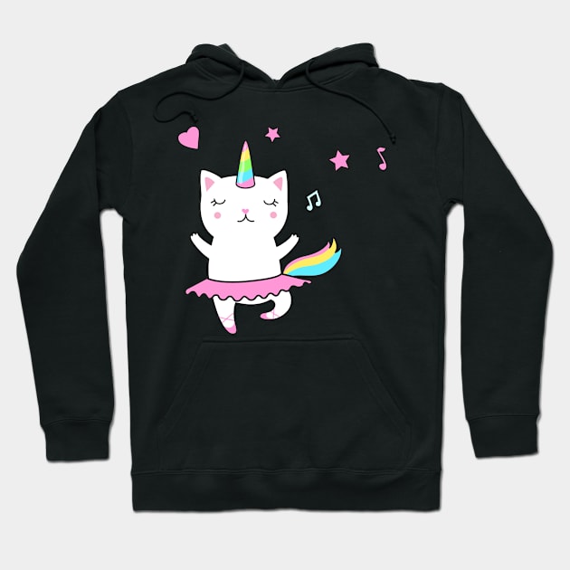 Cute loving Caticorn Ballerina Unicorn girl Hoodie by Novelty-art